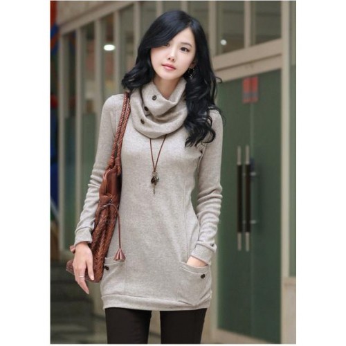 Trendy Long Sleeve Sweater With Scarf For Women (Trendy Long ...